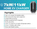 3phase Type 2 EV Charging Stack 11kw EVSE قابل حمل برای اتومبیل های الکتریکی